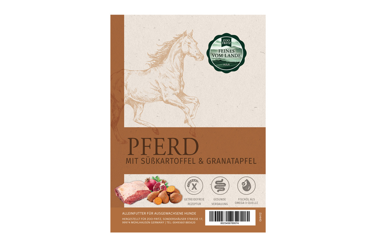 Pferd mit Süßkartoffeln & Granatapfel | ADULT